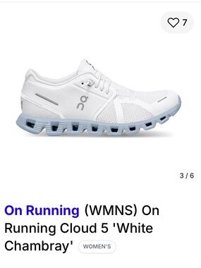 On Running Women's Cloud 5 Running Shoe in White and Light Blue